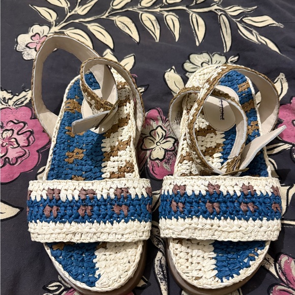 Free People Roma Raffia Sandals Size 8 - Picture 2 of 8